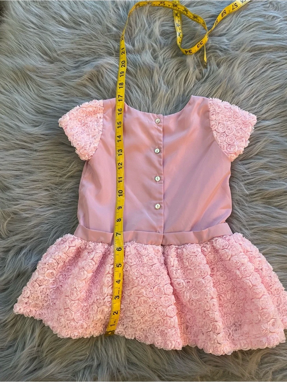 🛒Trajecitos de Bebe Pink Rosette Tulle Baby Dress with Bow